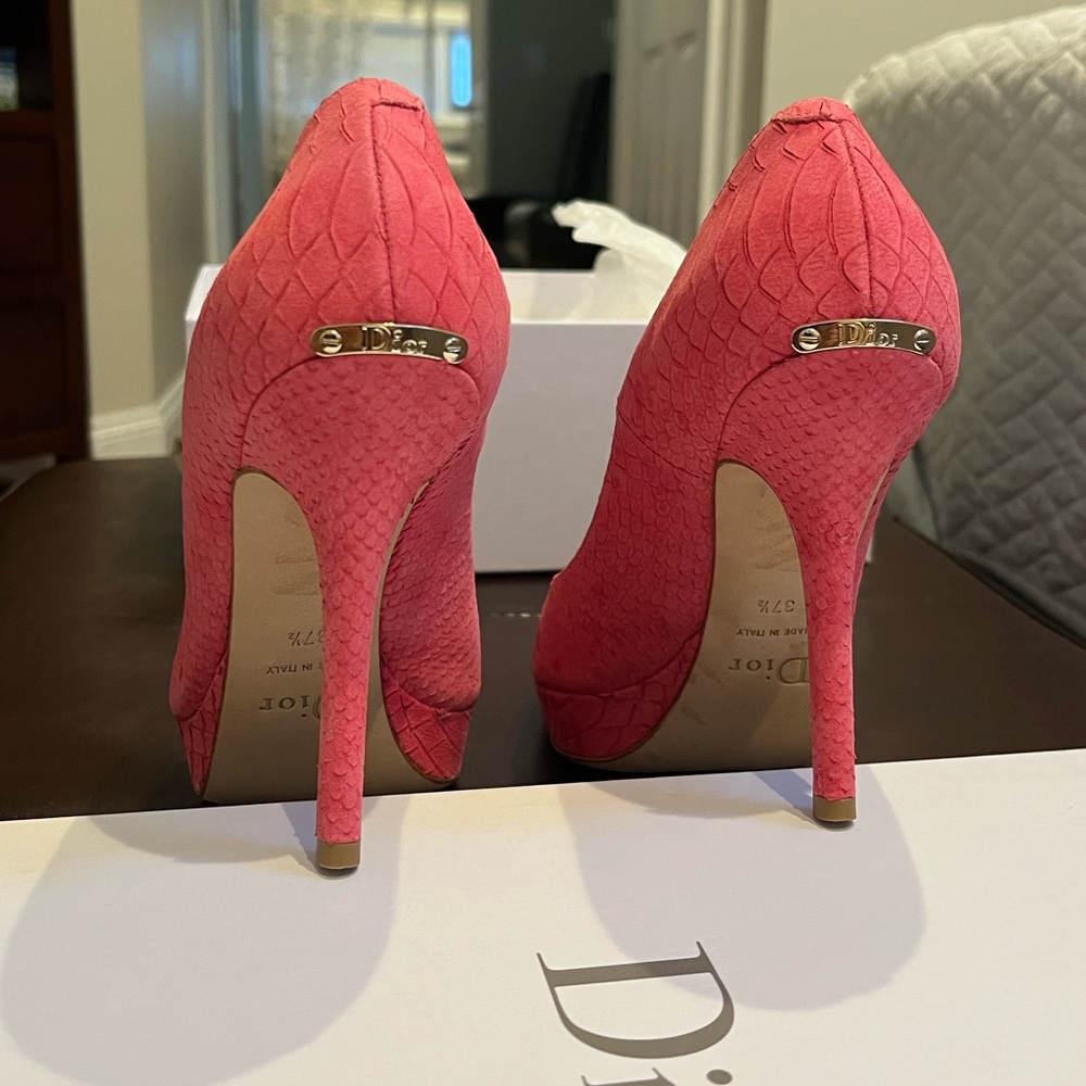 🔥 CHRISTIAN DIOR Peep toe platform heels 👠PINK SIZE 37,5/US 7,5 - Picture 7 of 11